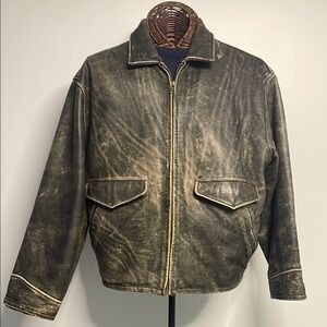 J. Crew Very Distressed Leather Jacket in Earth-tone.